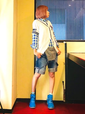 「HYSTERIC GLAMOUR（ヒステリックグラマー）のアイテム（サロペット/オーバーオール）」を使った、漆黒のぷりんきぃ🌙*.｡★*ﾟさん（レディース・153cm）の春コーディネート