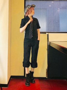 「HYSTERIC GLAMOUR（ヒステリックグラマー）のアイテム（つなぎ/オールインワン）」を使った、漆黒のぷりんきぃ🌙*.｡★*ﾟさん（レディース・153cm）の夏コーディネート