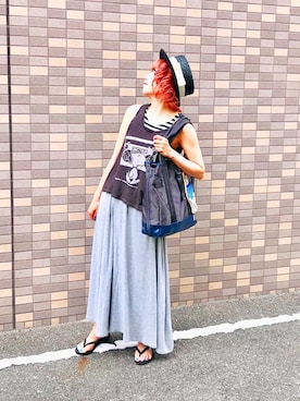 「Abercrombie&Fitch（アバークロンビーアンドフィッチ）のアイテム（タンクトップ）」を使った、漆黒のぷりんきぃ🌙*.｡★*ﾟさん（レディース・153cm）の夏コーディネート
