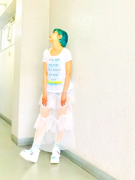 「Abercrombie&Fitch（アバークロンビーアンドフィッチ）のアイテム（タンクトップ）」を使った、漆黒のぷりんきぃ🌙*.｡★*ﾟさん（レディース・153cm）の夏コーディネート