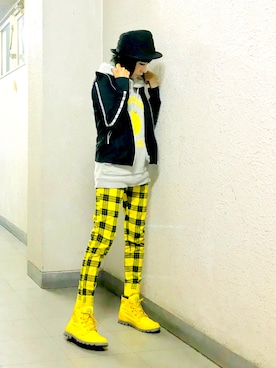 「チェック柄に恋してる」｜「アイテム（ジャージ）」を使った、漆黒のぷりんきぃ🌙*.｡★*ﾟさん（レディース・153cm）の秋コーディネート