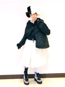 「ankoROCK（アンコロック）のアイテム（帽子）」を使った、漆黒のぷりんきぃ🌙*.｡★*ﾟさん（レディース・153cm）の冬コーディネート