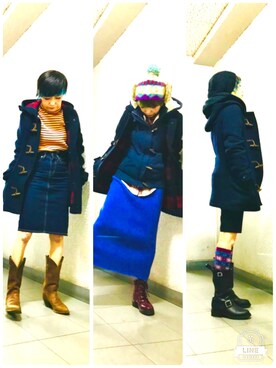 「Abercrombie&Fitch（アバークロンビーアンドフィッチ）のアイテム（ダッフルコート）」を使った、漆黒のぷりんきぃ🌙*.｡★*ﾟさん（レディース・153cm）の冬コーディネート