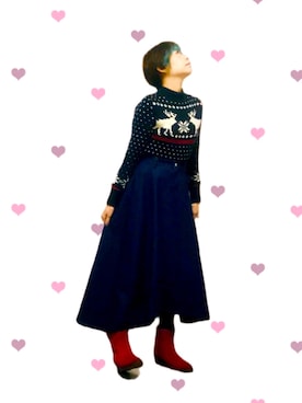 「ネイビーコーデ」｜「アイテム（ダッフルコート）」を使った、漆黒のぷりんきぃ🌙*.｡★*ﾟさん（レディース・153cm）の冬コーディネート