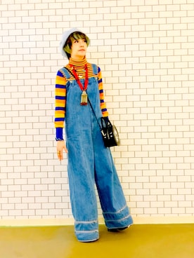 「PAMEO POSE（パメオポーズ）のアイテム（オールインワン・サロペット）」を使った、漆黒のぷりんきぃ🌙*.｡★*ﾟさん（レディース・153cm）の春コーディネート