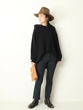 「Deuxieme Classe（ドゥーズィエムクラス）のアイテム（パーカー）」を使った、MIZUさん（レディース・162cm）の冬コーディネート