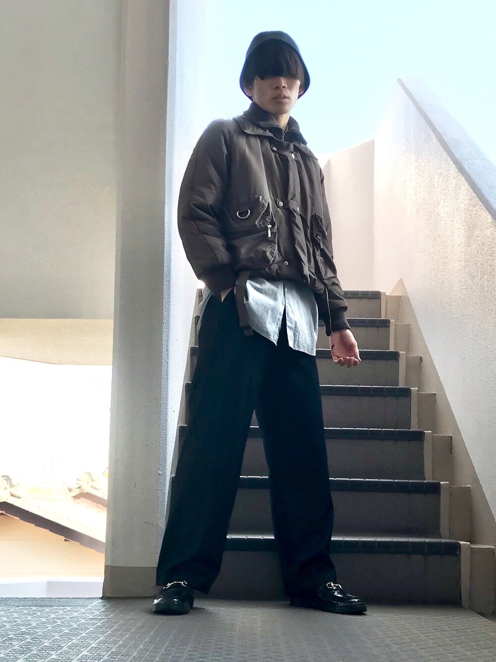 「お洒落さんとつながりたい、秋のコーデ、シンプルコーデ、古着、古着MIX、ダウンジャケット、レディース、christian dior、UNIQLO、UNIQLO JW ANDERSON」｜「古着のアイテム（ダウンジャケット/コート、ブラウン系）」を使った、shinさん（メンズ・172cm）の秋コーディネートの1枚目の写真