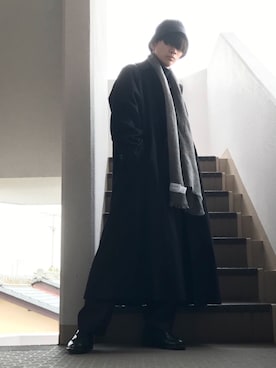 「LONDONFOG（ロンドンフォグ）のアイテム（ステンカラーコート）」を使った、shinさん（メンズ・172cm）の冬コーディネート