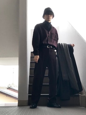 「LONDONFOG（ロンドンフォグ）のアイテム（ステンカラーコート）」を使った、shinさん（メンズ・172cm）の冬コーディネート