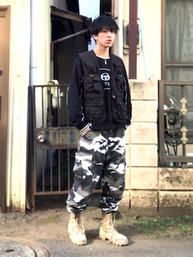 「ROTHCO（ロスコ）のアイテム（ブーツ）」を使った、こう『今日から相互フォロー』さん（メンズ・170cm）の冬コーディネート