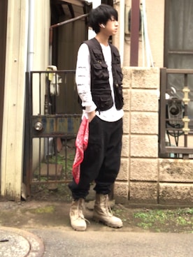 「ROTHCO（ロスコ）のアイテム（ブーツ）」を使った、こう『今日から相互フォロー』さん（メンズ・170cm）の春コーディネート