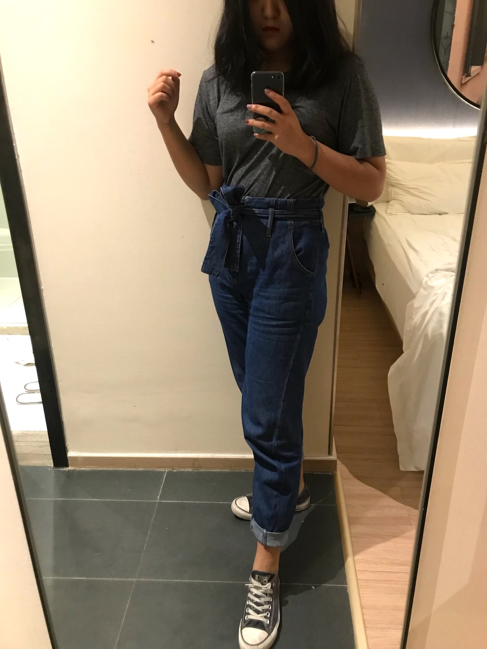 「school、schoolgirl、daily look」｜「stradivariusのアイテム（デニムパンツ、ブルー系）」を使った、dollydongさん（レディース・167cm）の夏コーディネートの1枚目の写真