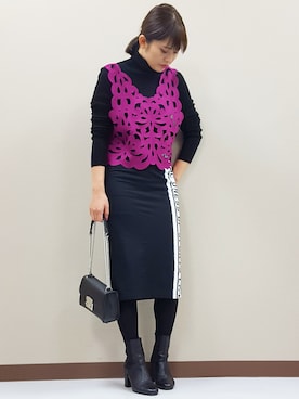 「パープル×黒」｜「アイテム（タンクトップ）」を使った、yori☺︎︎さん（レディース・161cm）の秋コーディネート