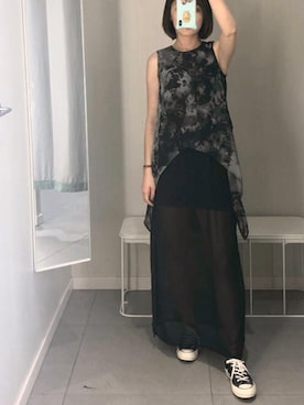 「H&M（エイチ・アンド・エム）のアイテム（タンクトップ）」を使った、喝热水的小怪兽さん（レディース・168cm）の夏コーディネート