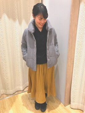 「マスタード」｜「アイテム（ブルゾン）」を使った、おかゆさん（レディース・154cm）の秋コーディネート