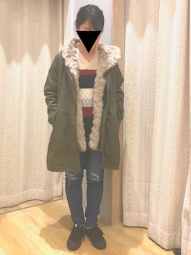 「チュニック」｜「アイテム（モッズコート）」を使った、おかゆさん（レディース・154cm）の秋コーディネート