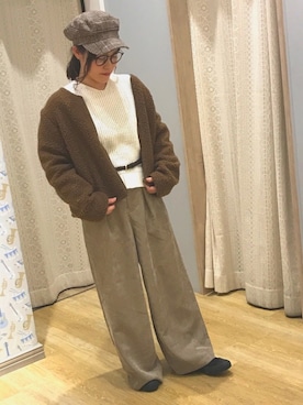 「グレンチェック」｜「アイテム（キャスケット）」を使った、おかゆさん（レディース・154cm）の冬コーディネート
