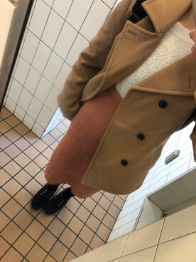 「アイテム（ピーコート、ブラウン系）」を使った、REINAさん（レディース・162cm）の冬コーディネート
