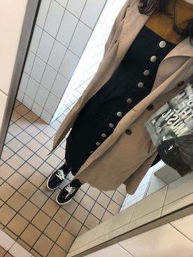 「GIORDANO（ジョルダーノ）のアイテム（ニット/セーター）」を使った、REINAさん（レディース・162cm）の春コーディネート