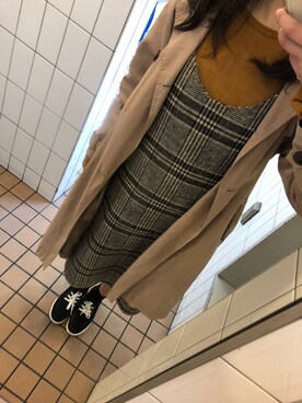 「GIORDANO（ジョルダーノ）のアイテム（ニット/セーター）」を使った、REINAさん（レディース・162cm）の春コーディネート