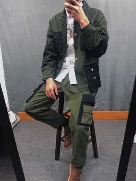 「拼接」｜🇨🇳我是白板呀さん（メンズ・174cm）の冬コーディネート