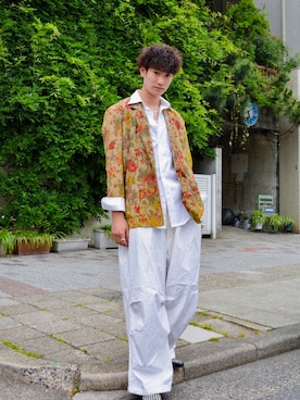 「SAINT LAURENT PARIS（サンローランパリ）のアイテム（ローファー）」を使った、ryuto Insta見てねさん（メンズ・178cm）の夏コーディネート