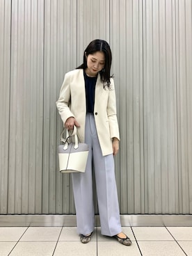 「SENSE OF PLACE by URBAN RESEARCH（センスオブプレイスバイアーバンリサーチ）のアイテム（ノーカラージャケット）」を使った、rioさん（レディース・160cm）の冬コーディネート