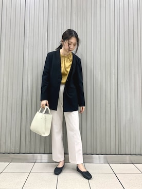 「SENSE OF PLACE by URBAN RESEARCH（センスオブプレイスバイアーバンリサーチ）のアイテム（ノーカラージャケット）」を使った、rioさん（レディース・160cm）の冬コーディネート