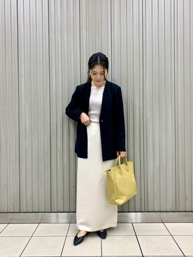 「SENSE OF PLACE by URBAN RESEARCH（センスオブプレイスバイアーバンリサーチ）のアイテム（ノーカラージャケット）」を使った、rioさん（レディース・160cm）の冬コーディネート