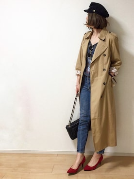 「ロックT」｜「アイテム（トレンチコート）」を使った、erina さん（レディース・165cm）の冬コーディネート