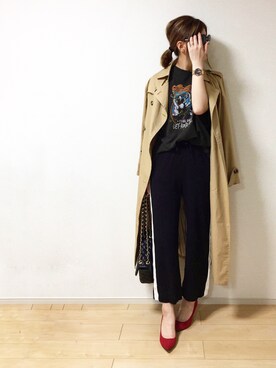 「ロックT」｜「アイテム（トレンチコート）」を使った、erina さん（レディース・165cm）の春コーディネート