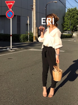 「バルーンブラウス」｜erina さん（レディース・165cm）の夏コーディネート
