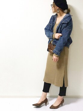 「大晦日」｜「アイテム（デニムジャケット）」を使った、erina さん（レディース・165cm）の冬コーディネート