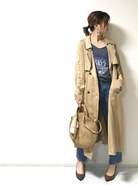 「ロックT」｜「アイテム（トレンチコート）」を使った、erina さん（レディース・165cm）の春コーディネート