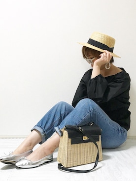 「ハイウエストストレートジーンズ」｜erina さん（レディース・165cm）の春コーディネート