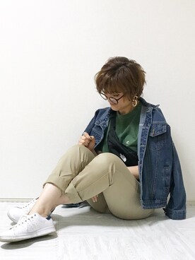 「Pierrot（ピエロ）のアイテム（カーゴパンツ）」を使った、erina さん（レディース・165cm）の春コーディネート