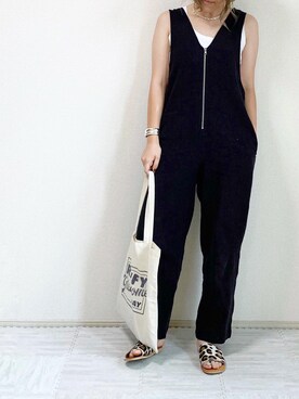 「RED CHOP WORKS（レッドチョップワークス）のアイテム（オールインワン・サロペット）」を使った、erina さん（レディース・165cm）の夏コーディネート