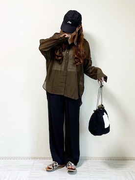 「CANAL JEAN（キャナルジーン）のfrom Lagoon(フロムラグーン) スエードペタサンダル（サンダル）」を使った、erina さん（レディース・165cm）の夏コーディネート