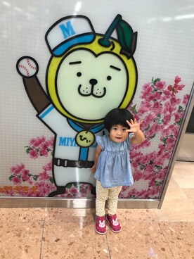 「GAP（ギャップ）のアイテム（トップス、ブルー系）」を使った、あおいさん（キッズ・110cm）の秋コーディネート