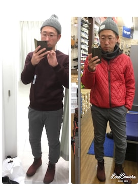 「しまむら（シマムラ）のアイテム（ハット）」を使った、manabuさん（メンズ・172cm）の冬コーディネート