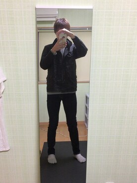 「HYSTERIC GLAMOUR（ヒステリックグラマー）のアイテム（ナイロンジャケット）」を使った、G yutoさん（メンズ・177cm）の冬コーディネート