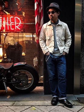 「Schott（ショット）のSchott/ショット/CHAMBRAY WORK SHIRTS/シャンブレー ワーク シャツ（シャツ/ブラウス）」を使った、wakiさん（メンズ・165cm）の冬コーディネート