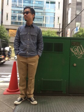 「schott（ショット）のSchott/ショット/URBAN CHINO PANTS/アーバン チノパンツ（チノパンツ）」を使った、wakiさん（メンズ・165cm）の春コーディネート