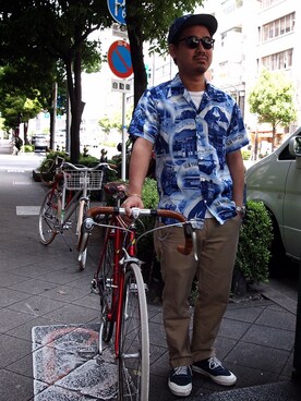 「schott（ショット）のSchott/ショット/URBAN CHINO PANTS/アーバン チノパンツ（チノパンツ）」を使った、wakiさん（メンズ・165cm）の夏コーディネート