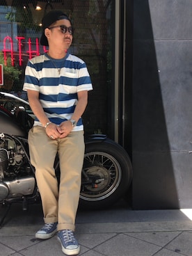 「schott（ショット）のSchott/ショット/URBAN CHINO PANTS/アーバン チノパンツ（チノパンツ）」を使った、wakiさん（メンズ・165cm）の夏コーディネート