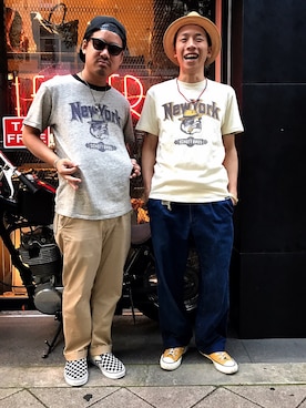 「SCHOTT」｜「アイテム（スリッポン）」を使った、wakiさん（メンズ・165cm）の夏コーディネート