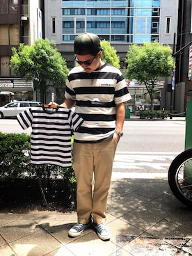 「schott（ショット）のSchott/ショット/URBAN CHINO PANTS/アーバン チノパンツ（チノパンツ）」を使った、wakiさん（メンズ・165cm）の夏コーディネート