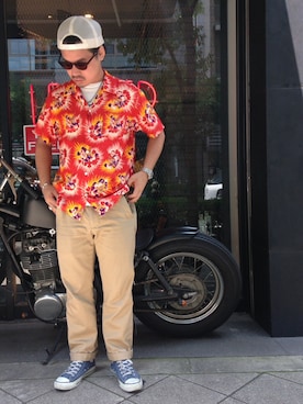 「schott（ショット）のSchott/ショット/URBAN CHINO PANTS/アーバン チノパンツ（チノパンツ）」を使った、wakiさん（メンズ・165cm）の夏コーディネート