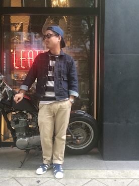 「schott（ショット）のSchott/ショット/URBAN CHINO PANTS/アーバン チノパンツ（チノパンツ）」を使った、wakiさん（メンズ・165cm）の秋コーディネート