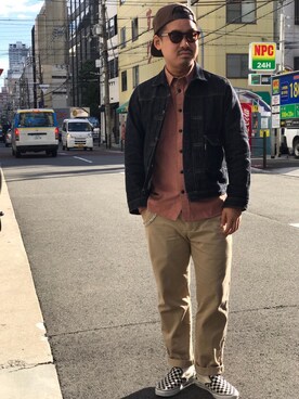 「schott（ショット）のSchott/ショット/URBAN CHINO PANTS/アーバン チノパンツ（チノパンツ）」を使った、wakiさん（メンズ・165cm）の秋コーディネート